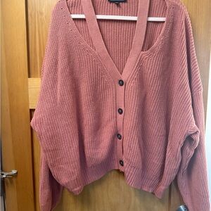 Eloquii Dusty Rose Cut-Out Cardigan